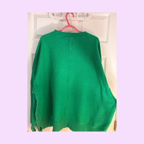 Aerie Big Chill Textured Crewneck Sweater, Bright Green, Size L - Picture 5 of 6